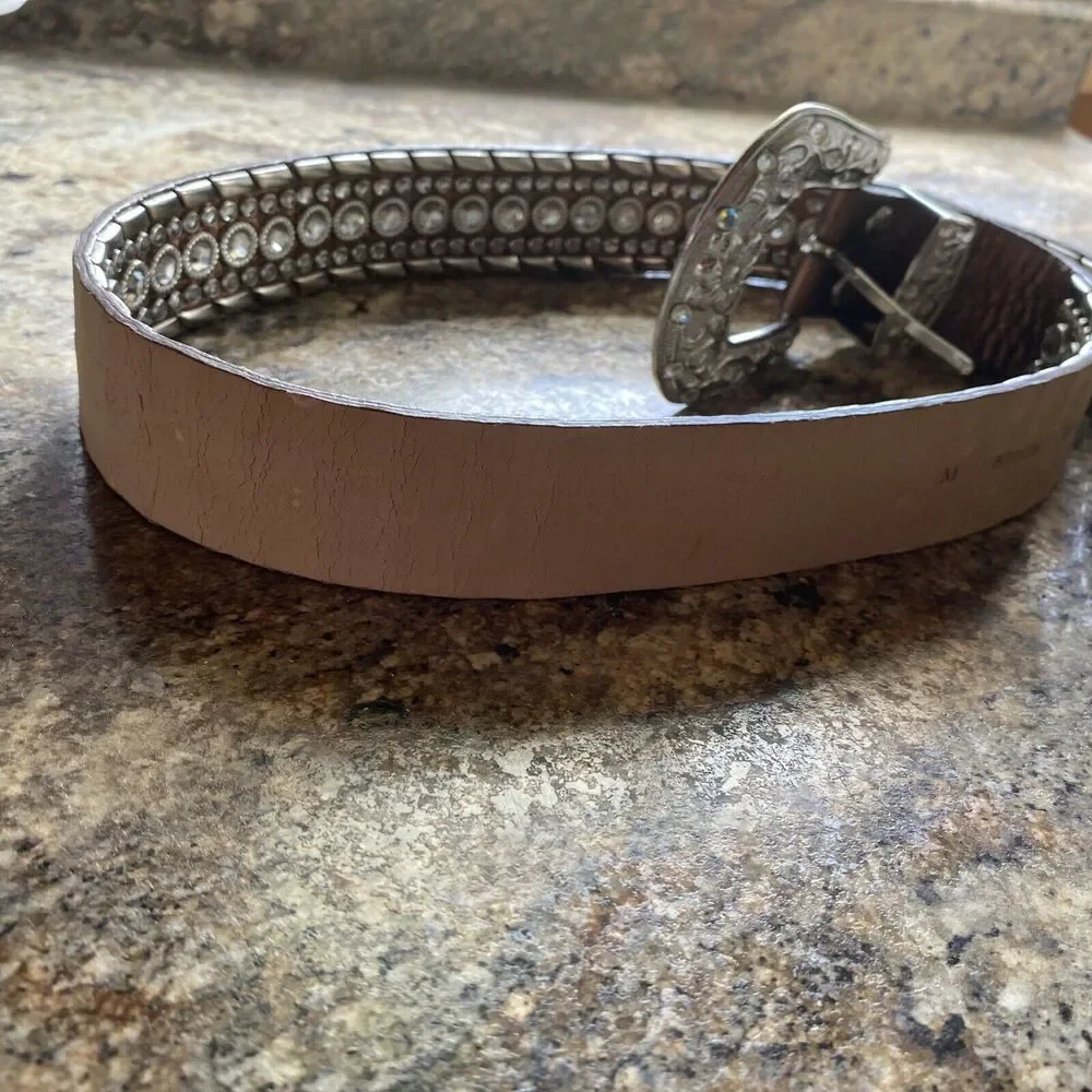 Women's Belt Size M Italian Leather Belt 32 X 1.5 in Rhinestone and Studded Belt
